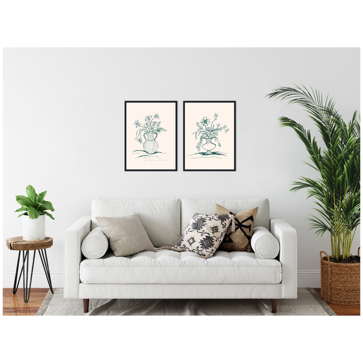 Sylvie Beaded Garden Floral and Summer Stems Framed Canvas Art Set of 2 by Kate Aurelia