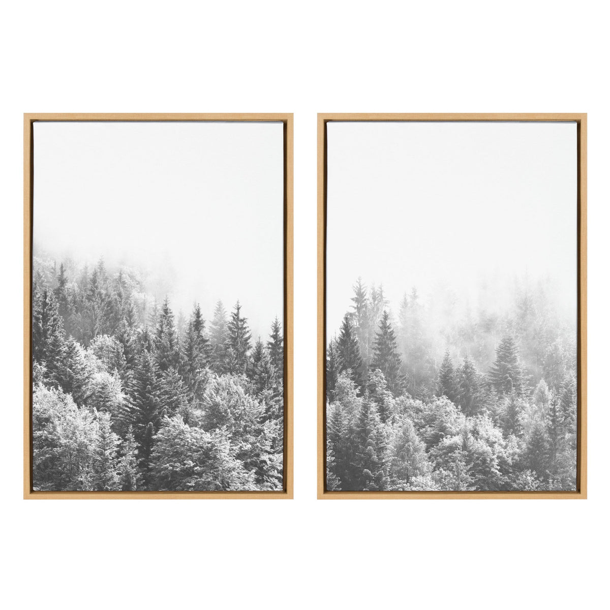 Sylvie Forest On A Foggy Day Black and White Framed Canvas Set of 2 by The Creative Bunch Studio