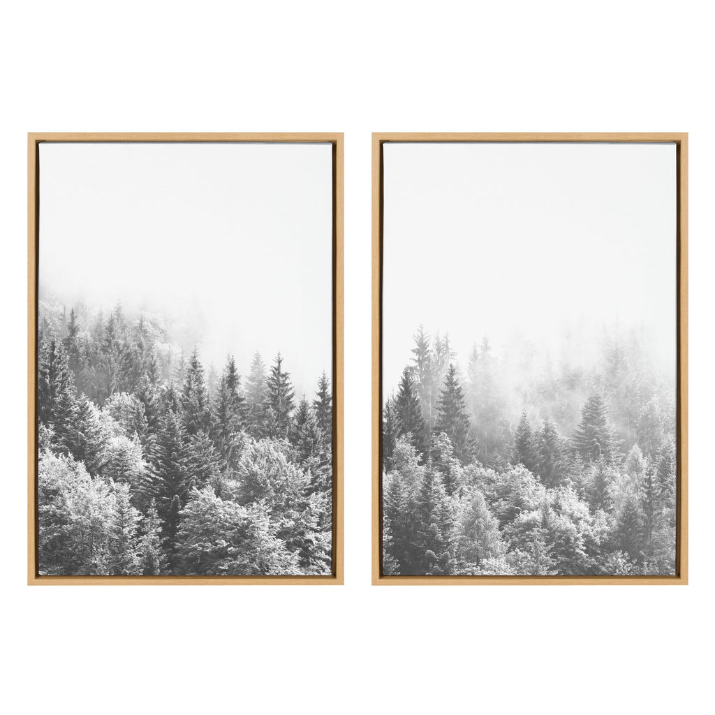 Sylvie Forest On A Foggy Day Black and White Framed Canvas Set of 2 by The Creative Bunch Studio
