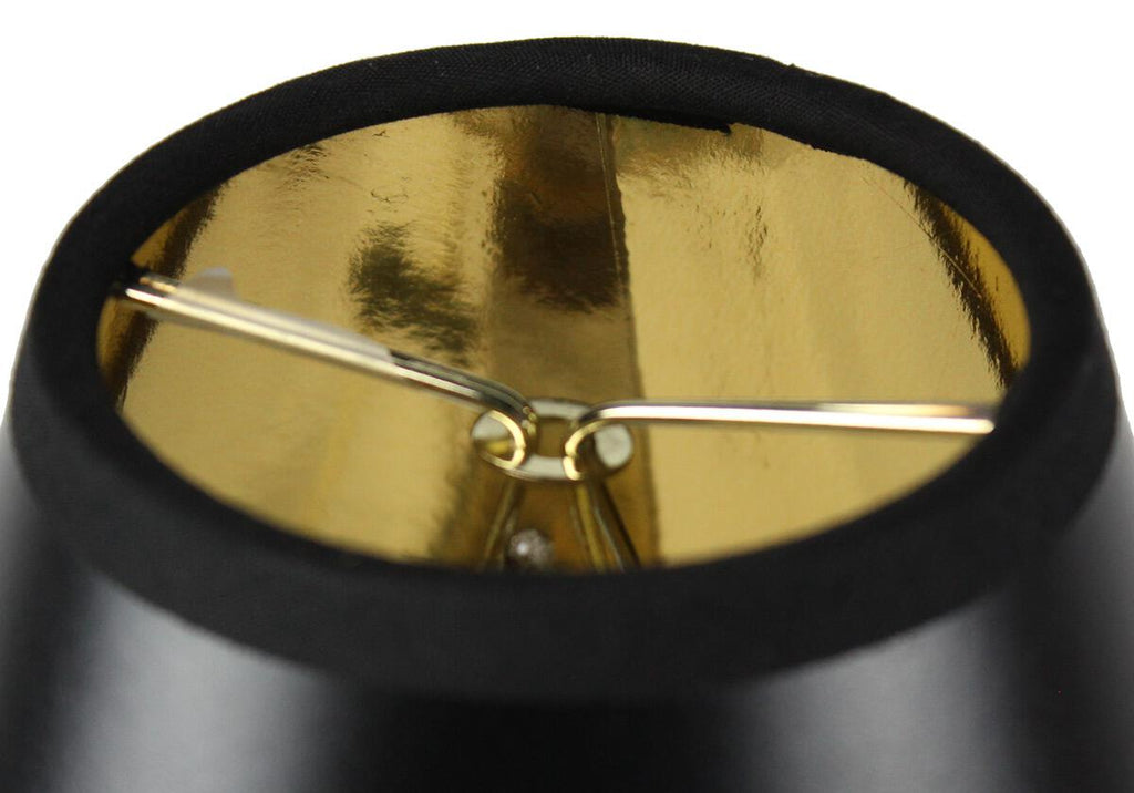 Home Concept Set of 6 Black Parchment Gold-Lined Chandelier Candle Clip Lamp Shade - 6"W x 5"H