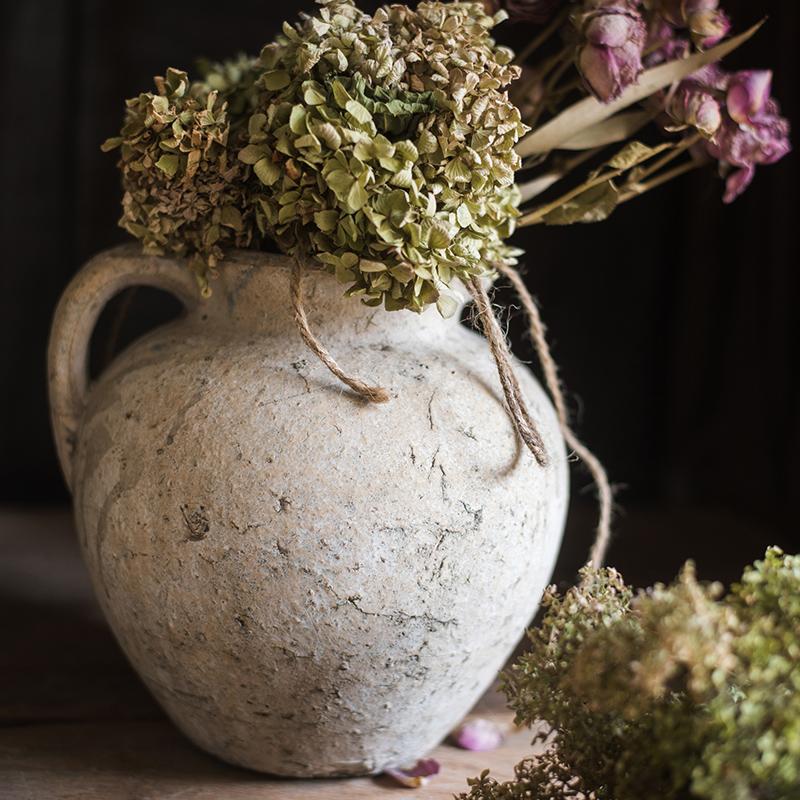 Pompeii-Style Handmade Cement Amphora Vase Pot