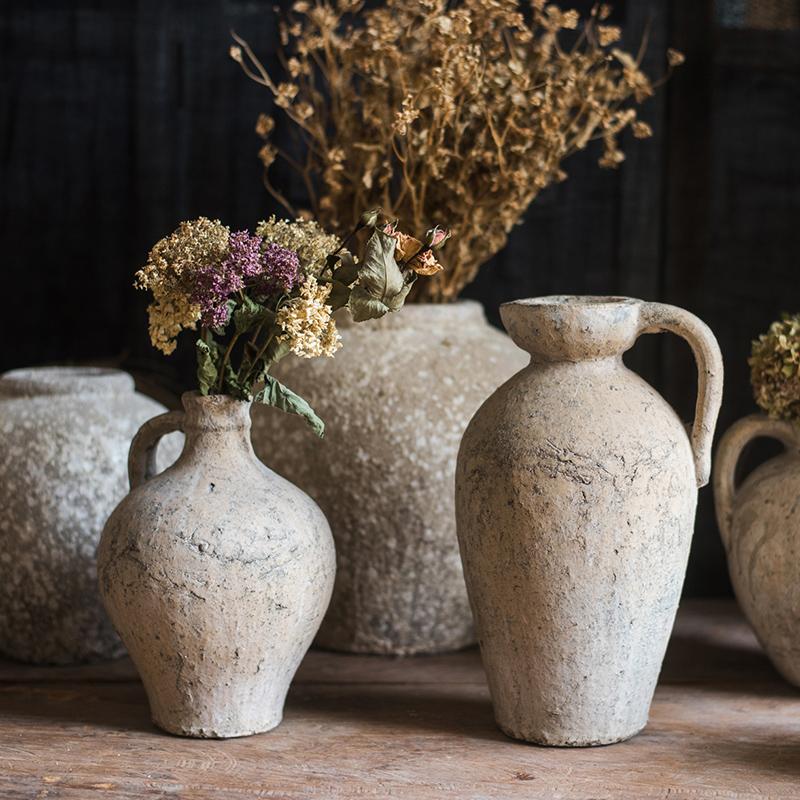 Pompeii-Style Handmade Cement Amphora Vase Pot