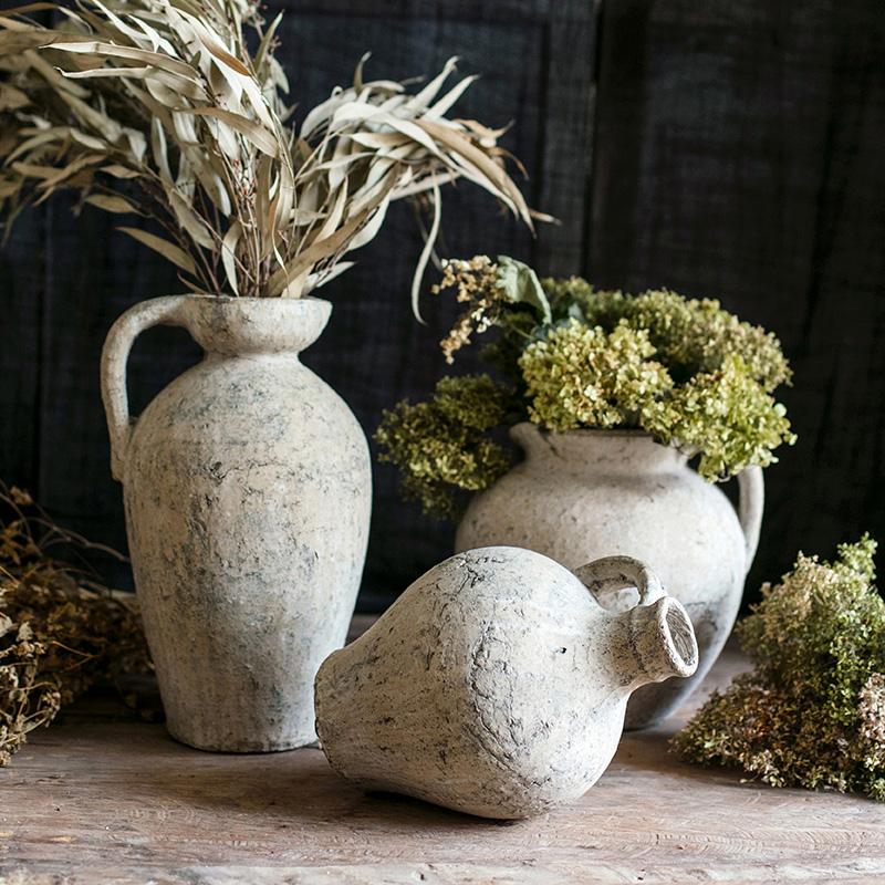 Pompeii-Style Handmade Cement Amphora Vase Pot