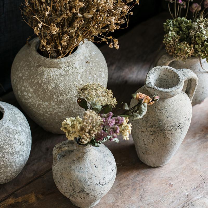 Pompeii-Style Handmade Cement Amphora Vase Pot