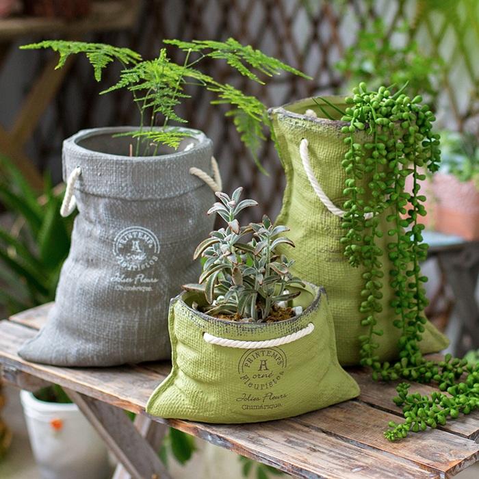 Linen Bag-Design Ceramic Planter
