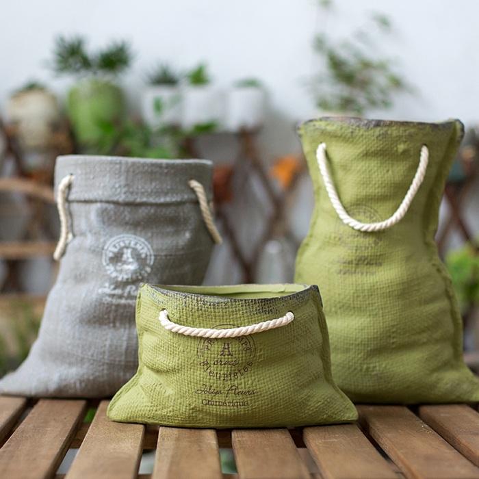 Linen Bag-Design Ceramic Planter