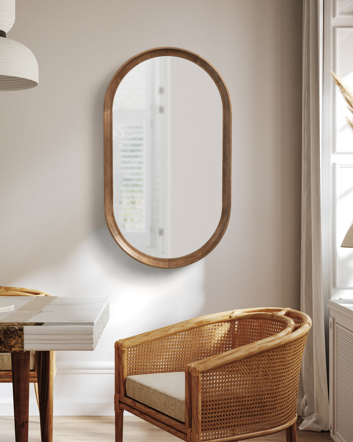 Hatherleigh Capsule Wood-Frame Wall Mirror