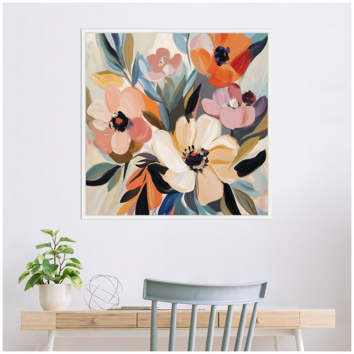 Sylvie Garden Bloom Abstract Bouquet I Framed Canvas by The Creative Bunch Studio