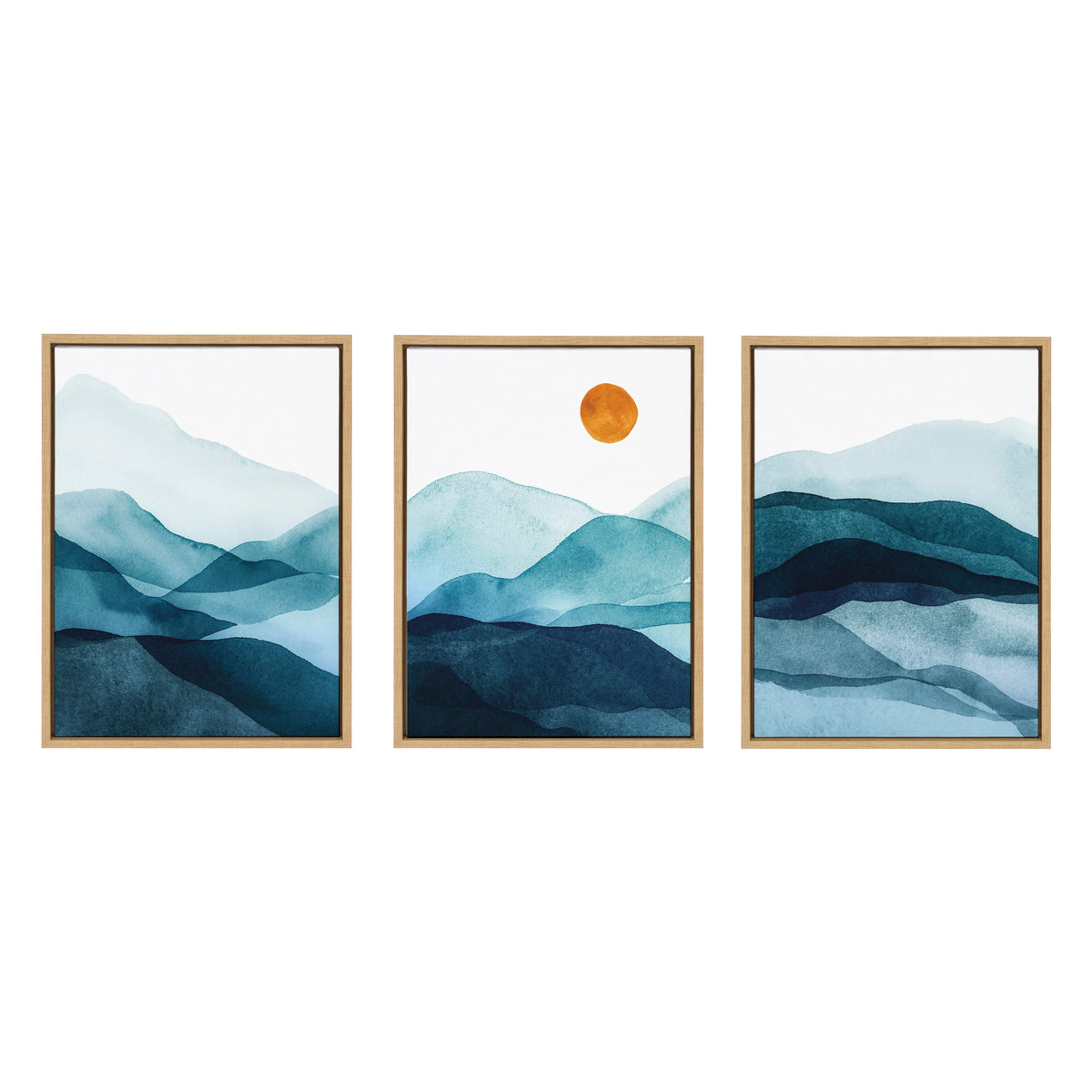 Sylvie Blue Mountain Range Framed Canvas Set of 3 by Amy Lighthall