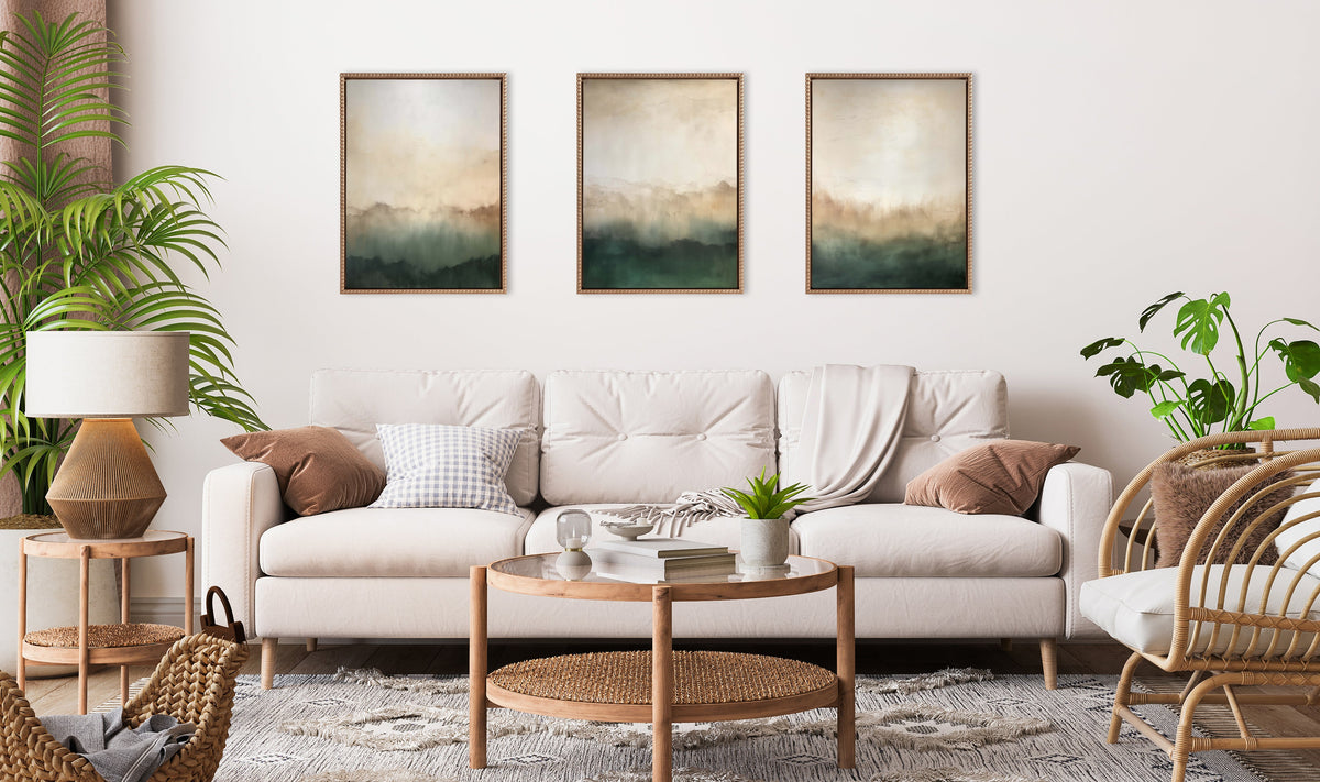 Sylvie Green Mountain Abstract I, II and III Framed Canvas Art Set of 3 by Amy Lighthall