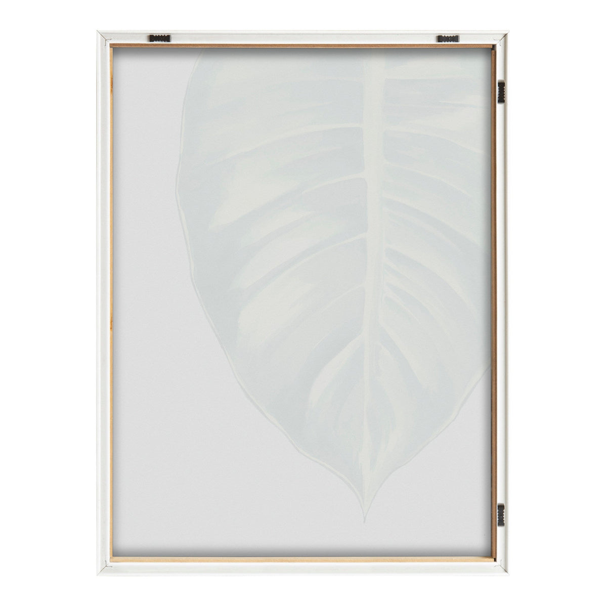 Blake Large Leaf Greener Hue Neutral Framed Printed Glass by Emily Marie Watercolors