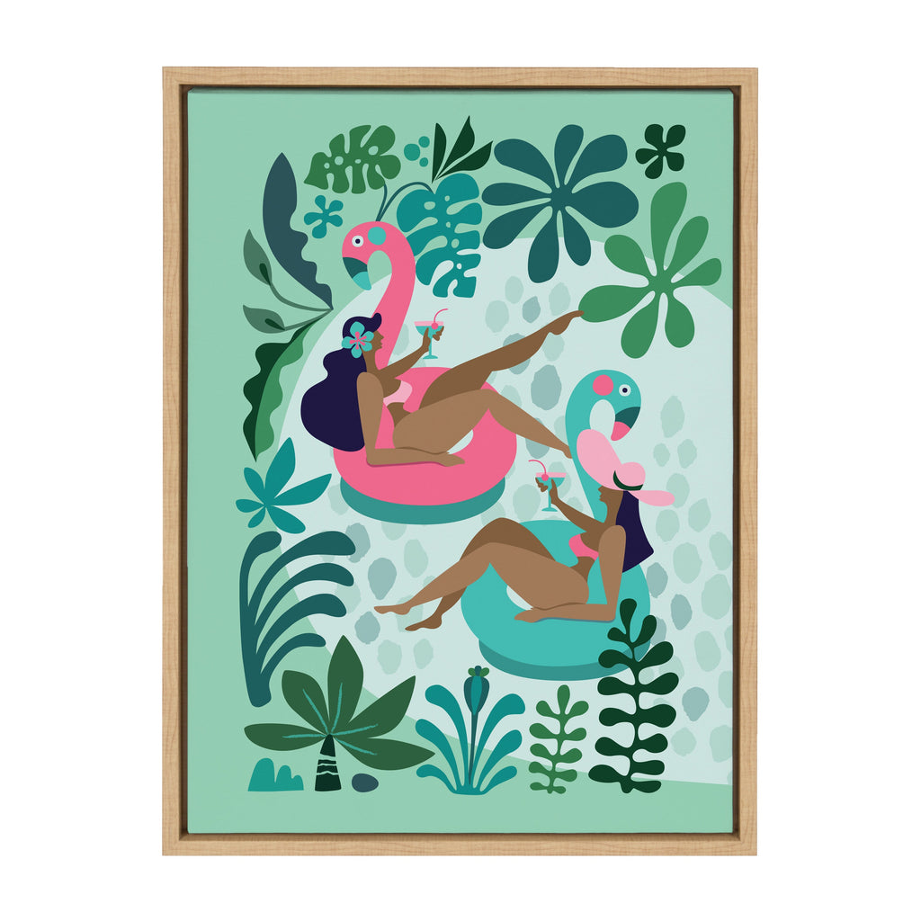 Sylvie Mid Century Modern Girl Friends Framed Canvas by Rachel Lee of My Dream Wall