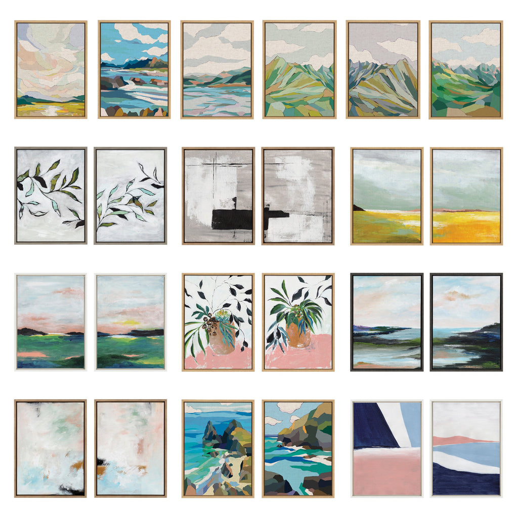 Sylvie Golden Root Lake I and II Framed Canvas Art Set of 2 by Nikita Jariwala