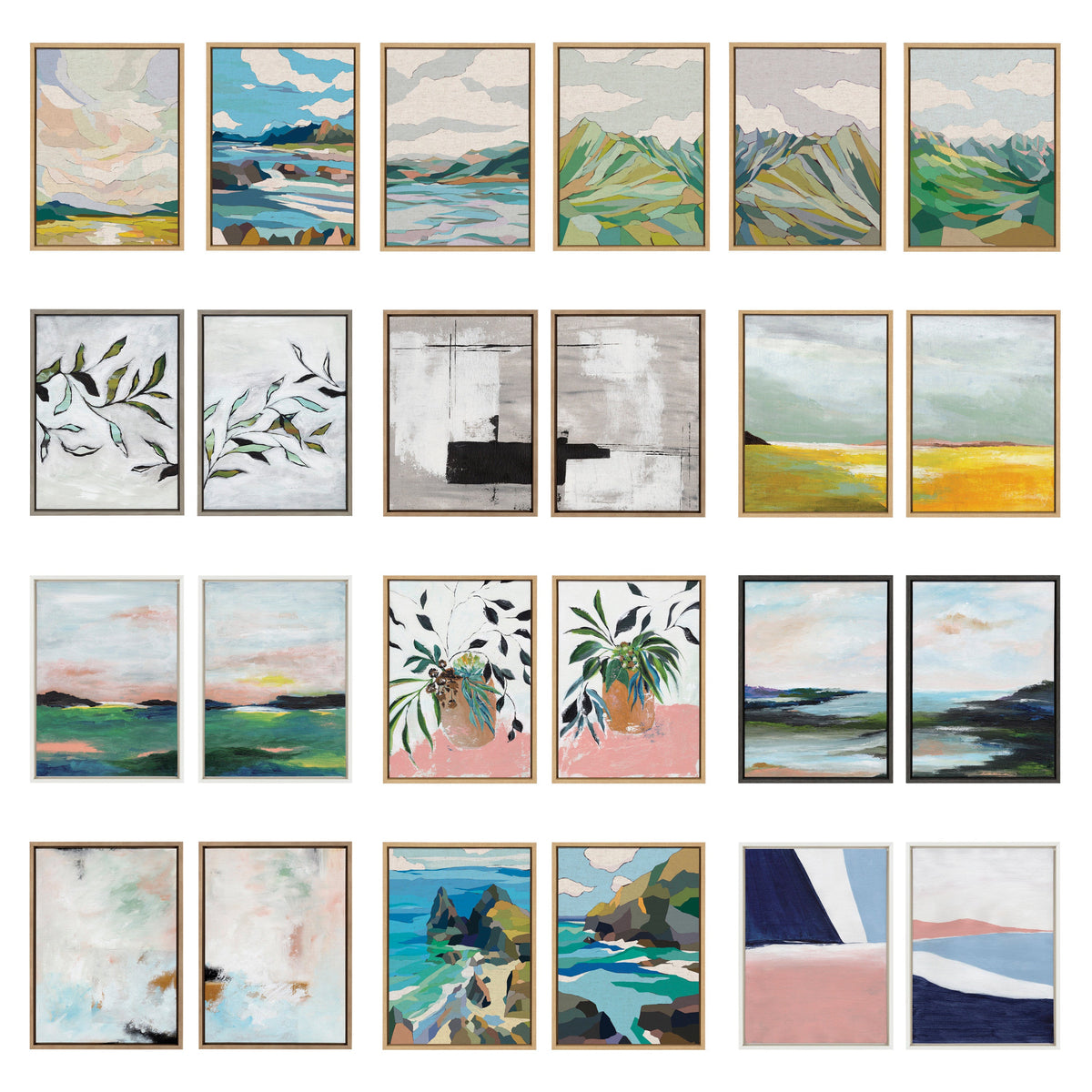 Sylvie Golden Root Lake I and II Framed Canvas Art Set of 2 by Nikita Jariwala
