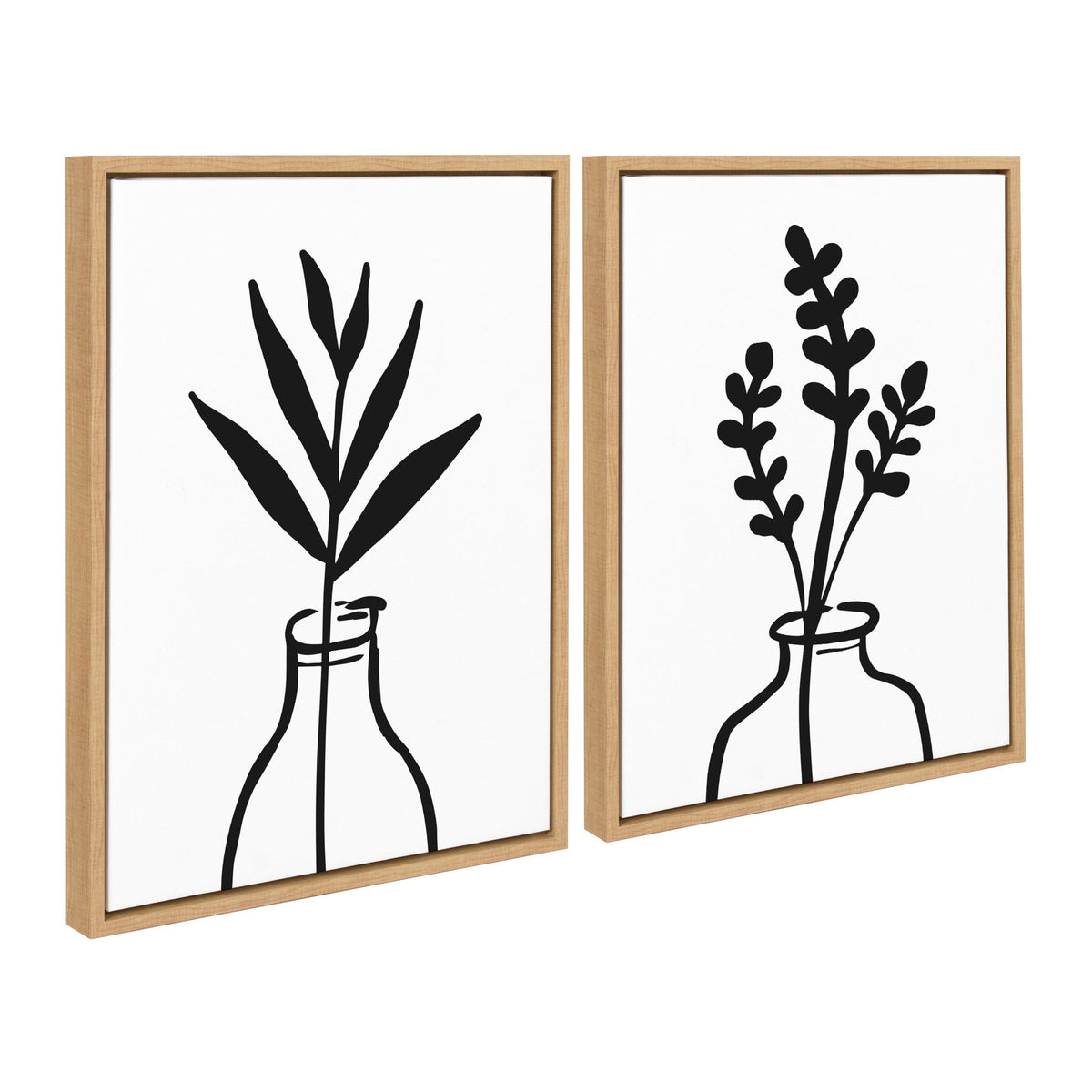 Sylvie Modern Botanical Vase Framed Canvas Set of 2 by The Creative Bunch Studio