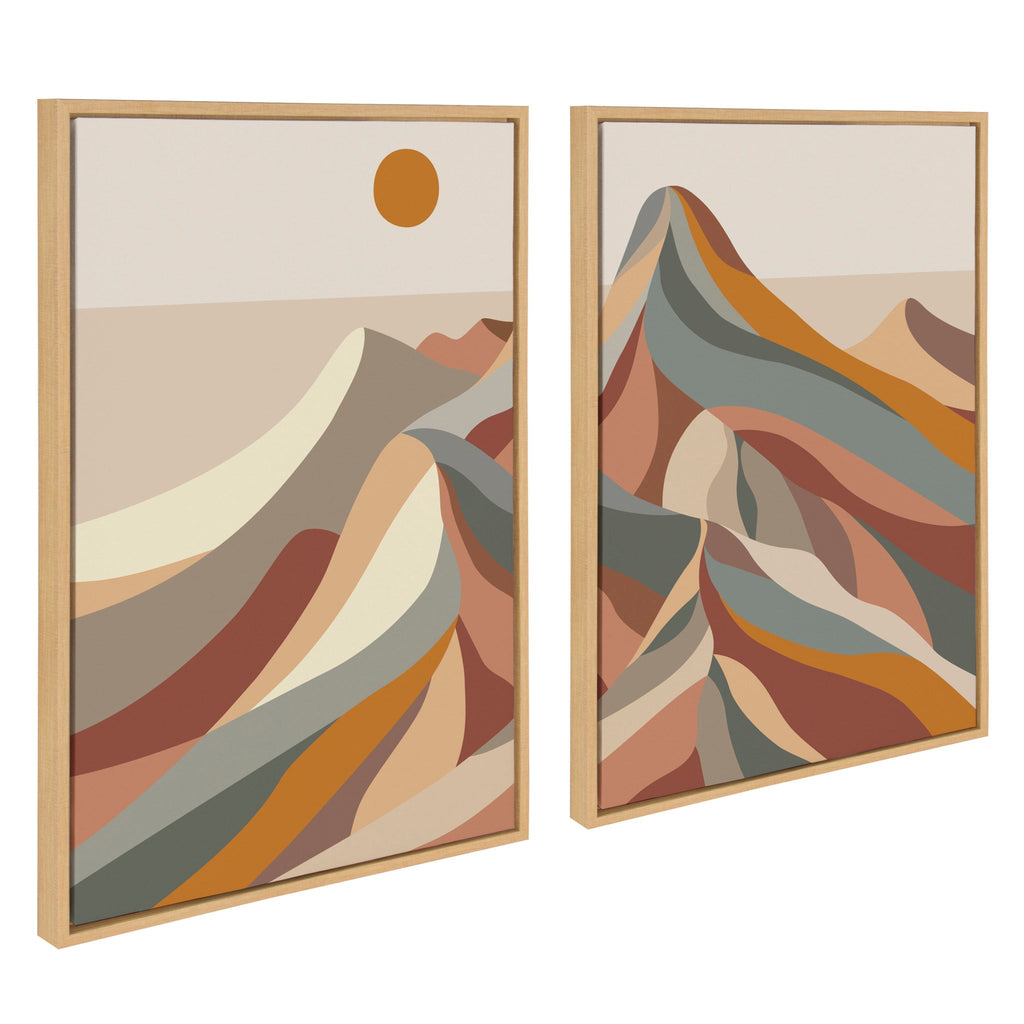 Sylvie Mid Century Modern Mountains Framed Canvas Set of 2 by Rachel Lee of My Dream Wall