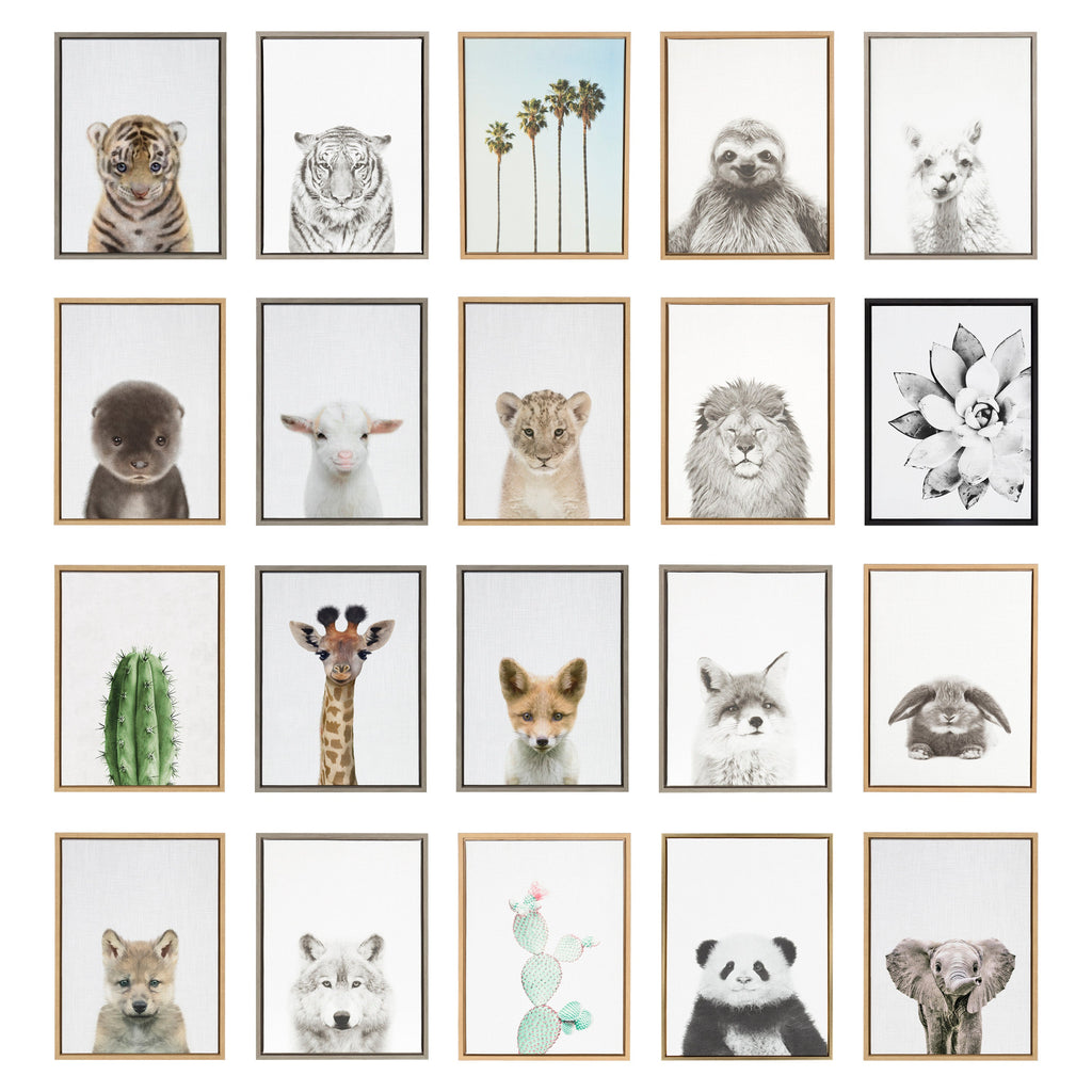 Sylvie Monkey Color Framed Canvas by Simon Te of Tai Prints