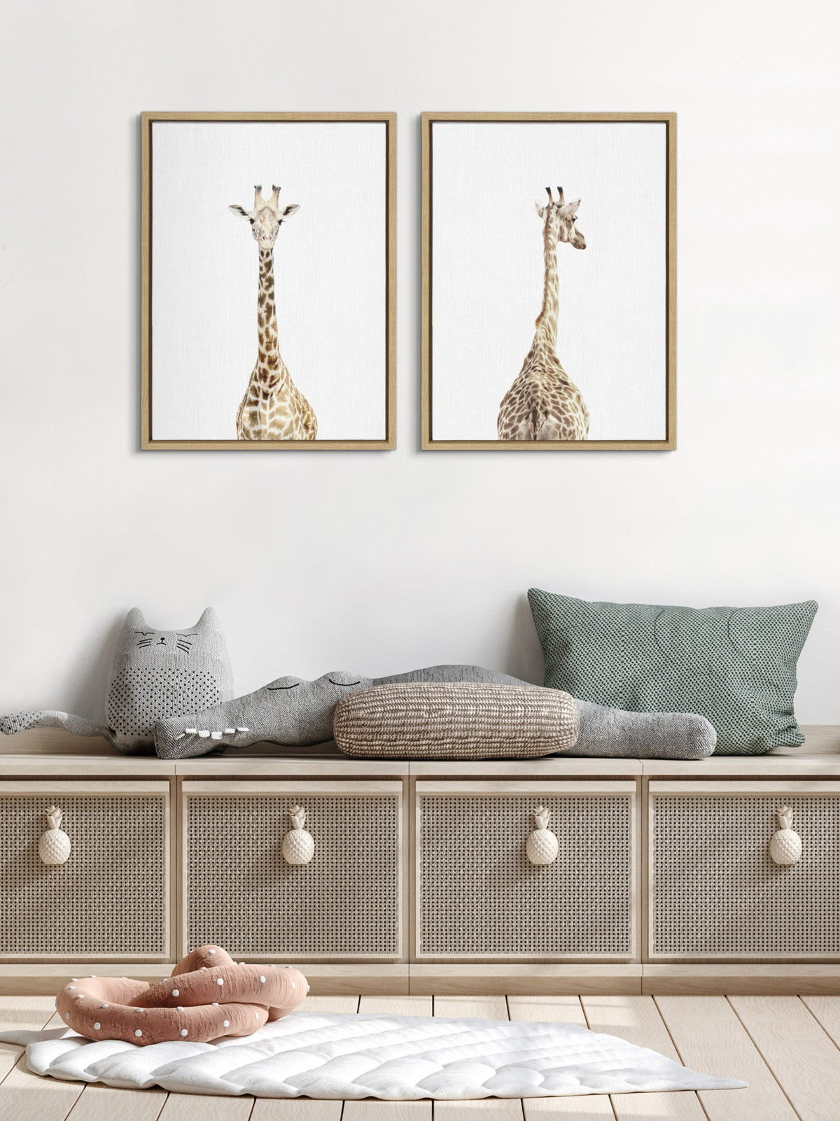 Sylvie Giraffe Front and Back Framed Canvas Set of 2 by Amy Peterson Art Studio