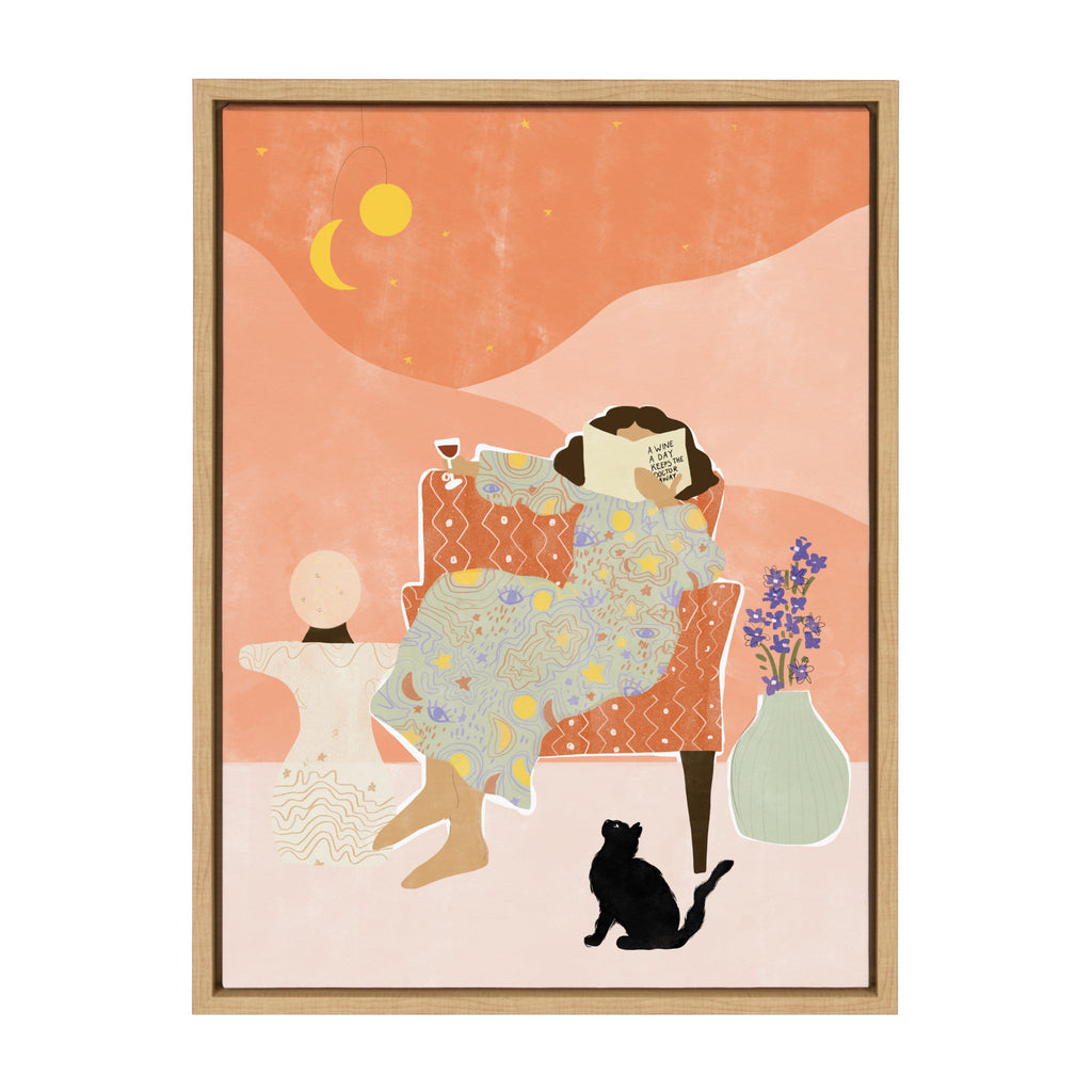 Sylvie A Wine a Day Keeps the Doctor Away Framed Canvas by Alja Horvat