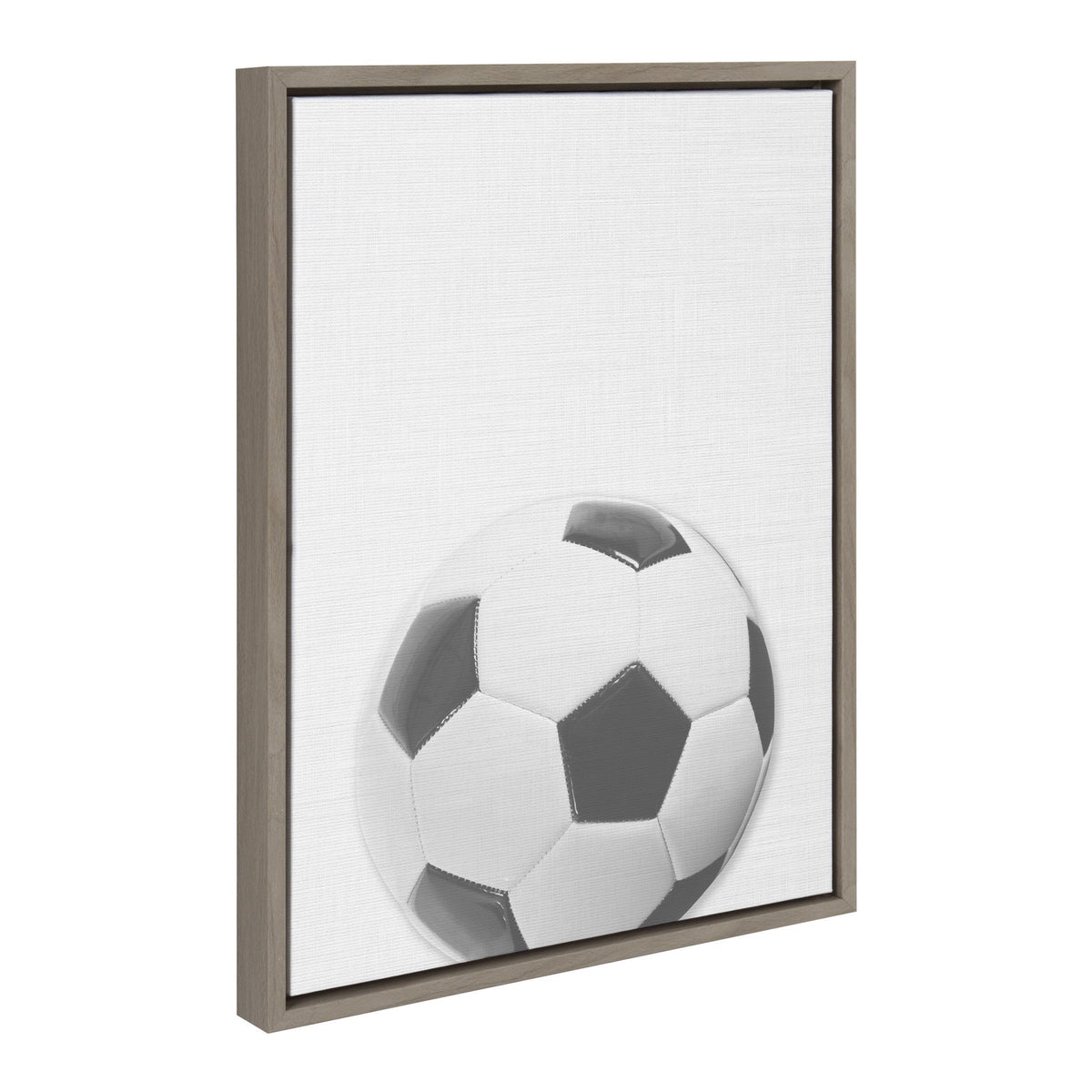 Sylvie Soccer Ball Portrait Framed Canvas, Gray 18x24