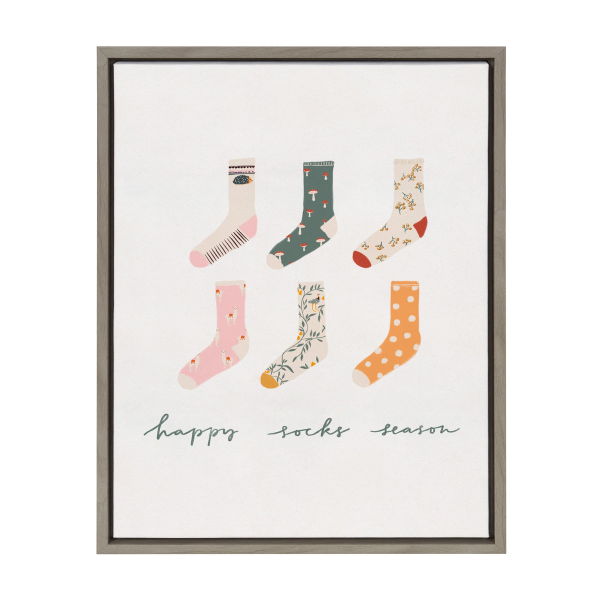 Sylvie Happy Sock Season Framed Canvas By Maja Tomljanovic