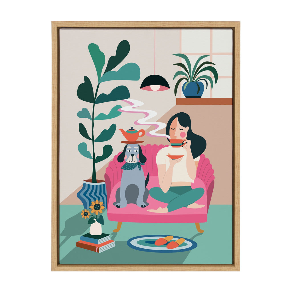 Sylvie Mid Century Modern Tea Time Framed Canvas by Rachel Lee of My Dream Wall