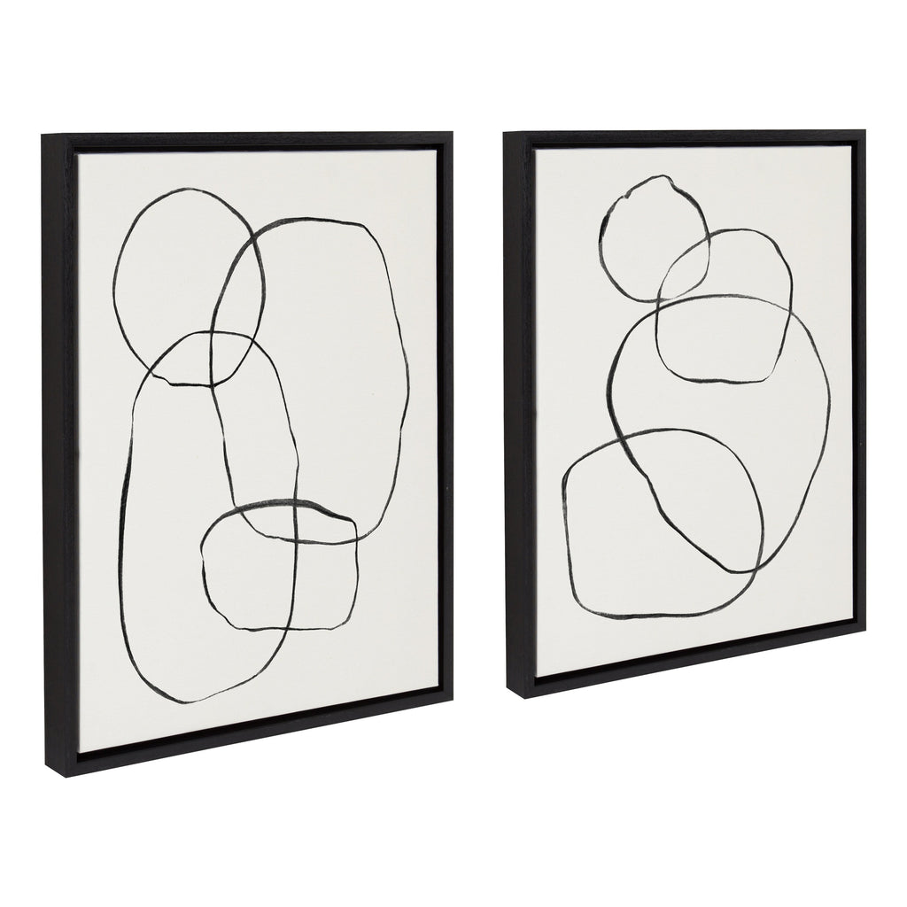 Sylvie Going in Circles Framed Textured Canvas Set of 2 by Teju Reval of SnazzyHues