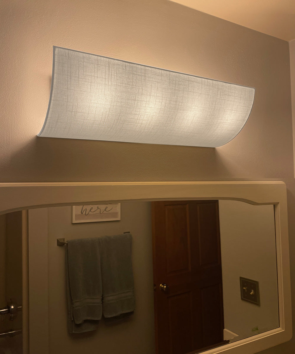 Moderne Bathroom Vanity Light Cover Refresh Kit, White Textured Fabric Shade, 26"W, No Wiring