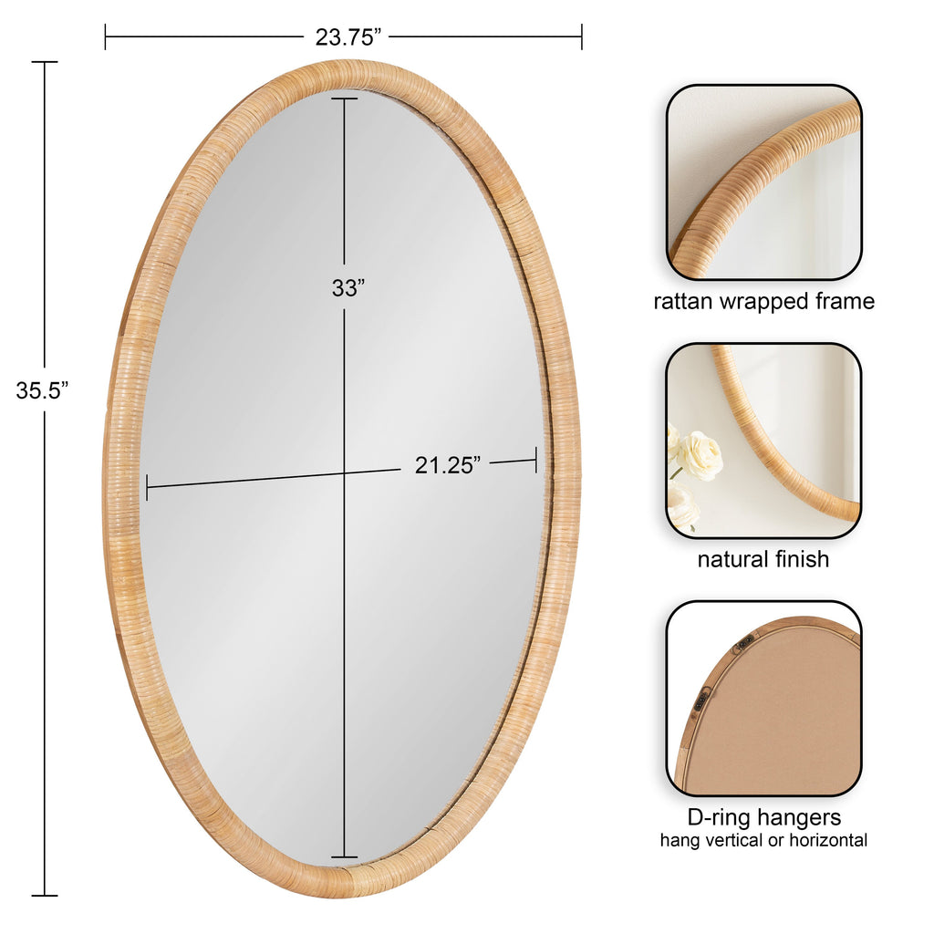Rahfy Oval Rattan-Frame Wall Mirror