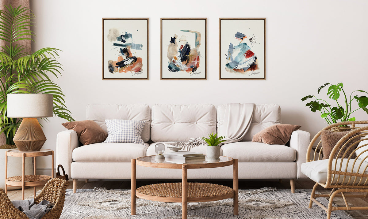 Sylvie By The Fireplace Series Framed Canvas Art Set of 3 by Xizhou Xie