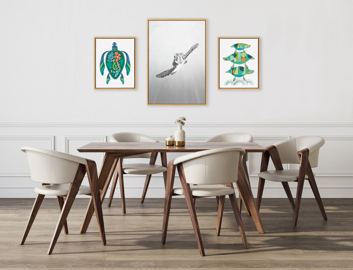 Sylvie Sea Turtle, Turtle Family and MCM Sea Turtle Framed Canvas Art Set of 3 by Various Artists
