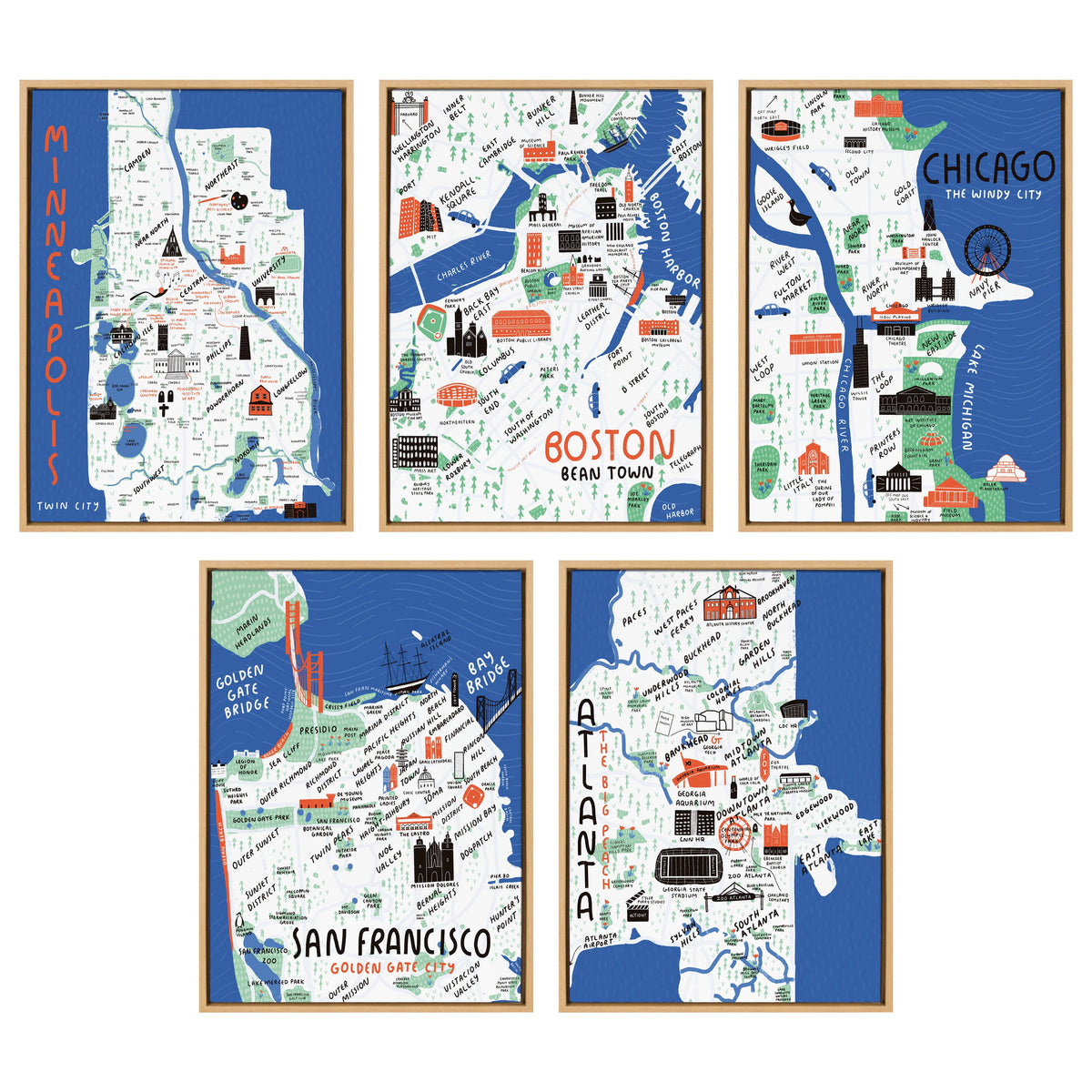 Sylvie San Francisco Illustration Framed Canvas by Stacie Bloomfield