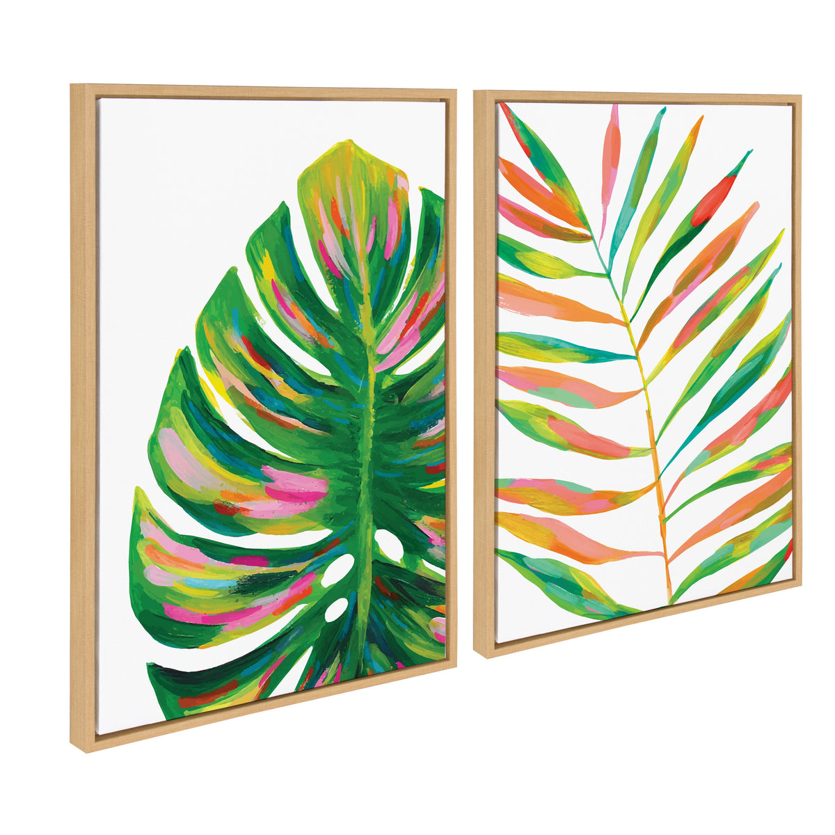 Sylvie EV Monstera and EV Palma No 2 Framed Canvas Art Set of 2 by Jessi Raulet of Ettavee