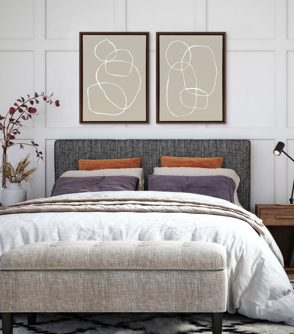 Sylvie Beige Going in Circles Framed Canvas Set of 2 by Teju Reval of SnazzyHues