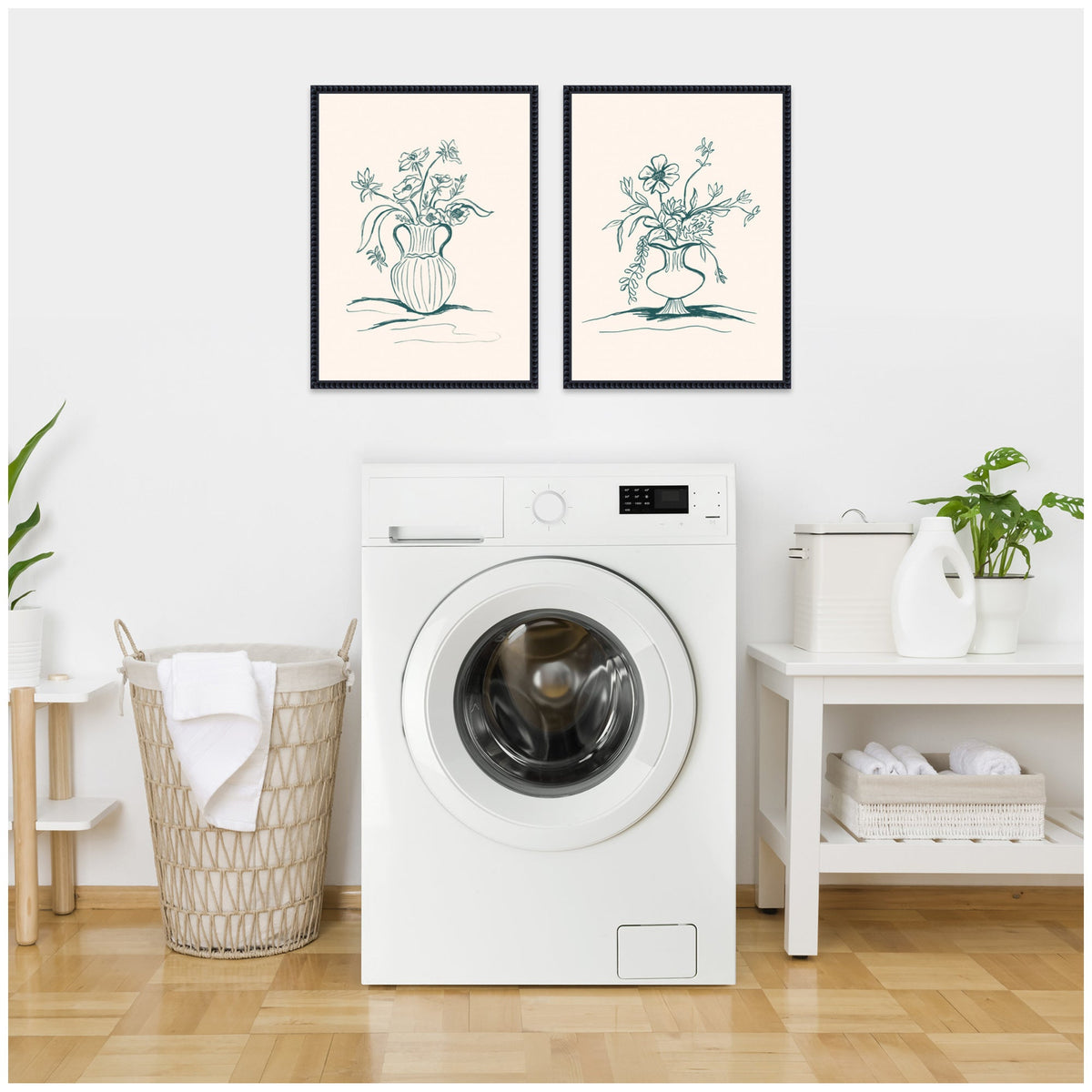 Sylvie Beaded Garden Floral and Summer Stems Framed Canvas Art Set of 2 by Kate Aurelia