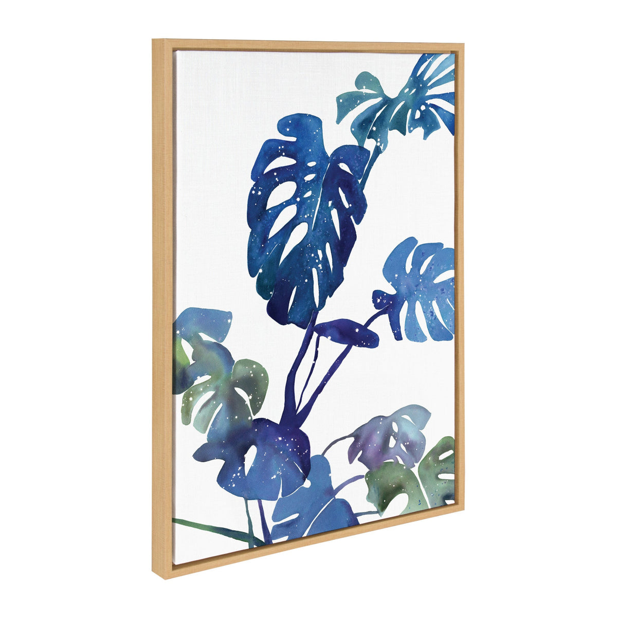 Sylvie CI Monstera Blue Magic Framed Canvas by Ingrid Sanchez of CreativeIngrid