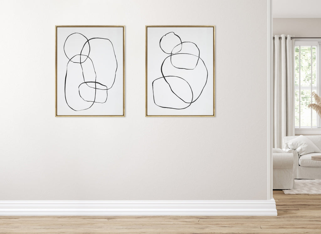Sylvie Going in Circles Framed Textured Canvas Set of 2 by Teju Reval of SnazzyHues