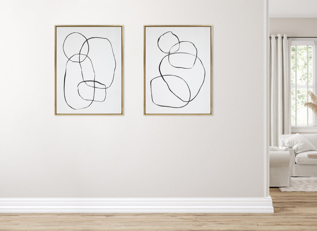 Sylvie Going in Circles Framed Textured Canvas Set of 2 by Teju Reval of SnazzyHues
