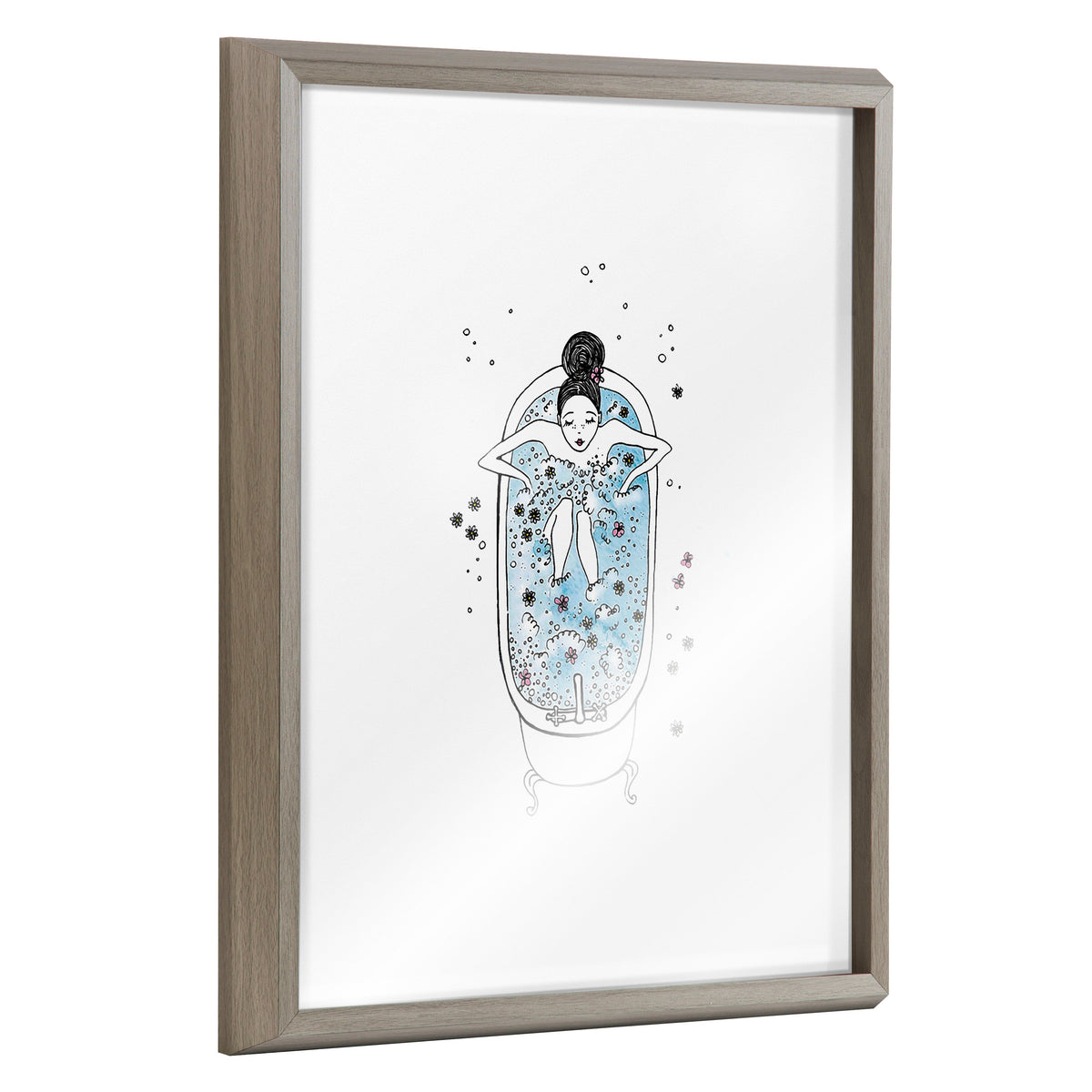 Blake Girl in a Bath Framed Printed Glass by Viola Kreczmer