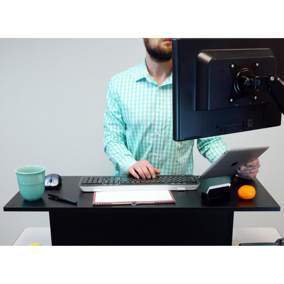 Miracle Desk Portable Standing Desk Converter, Black, 12"H
