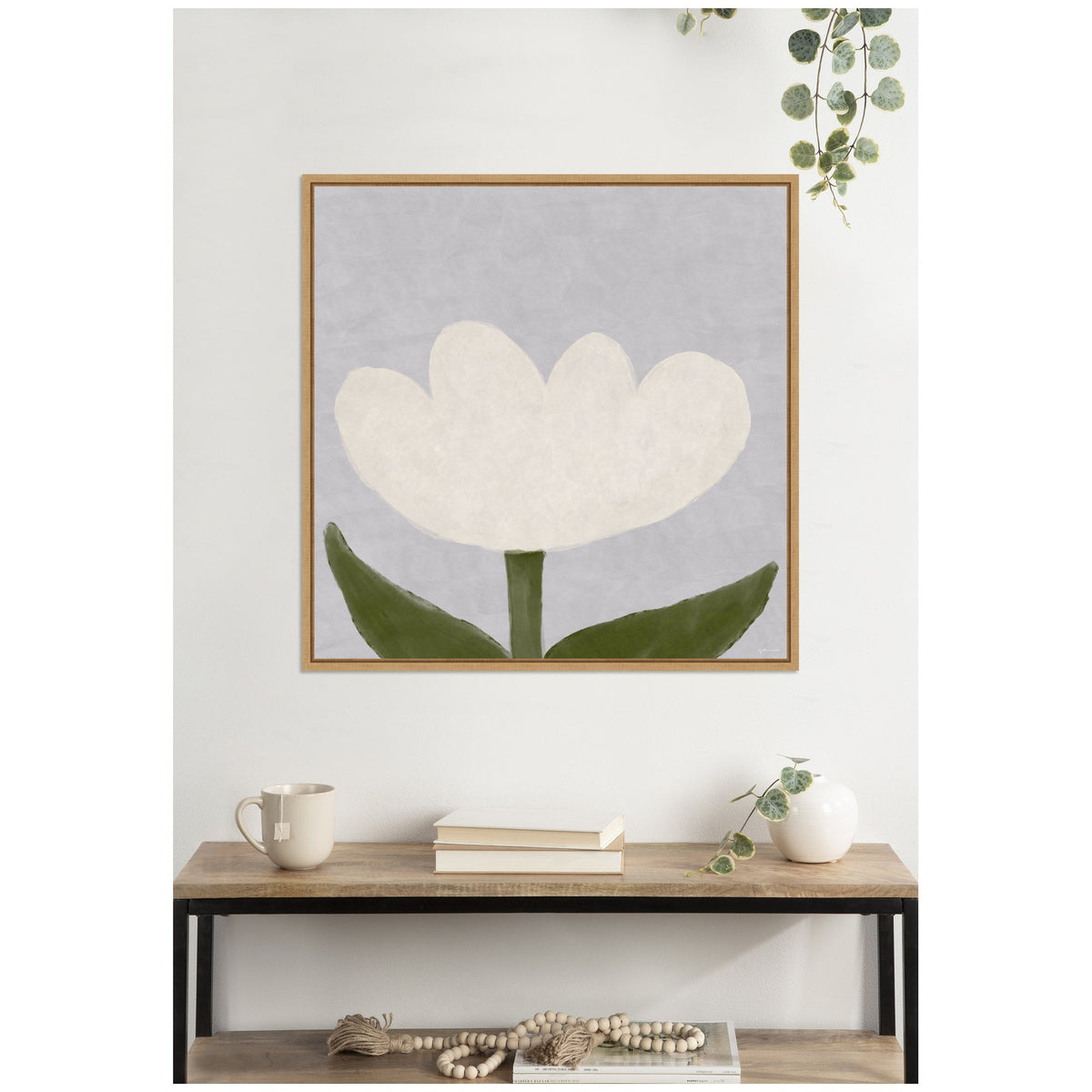 White Tulip by Gabrielly Guedes Framed Canvas Wall Art Print