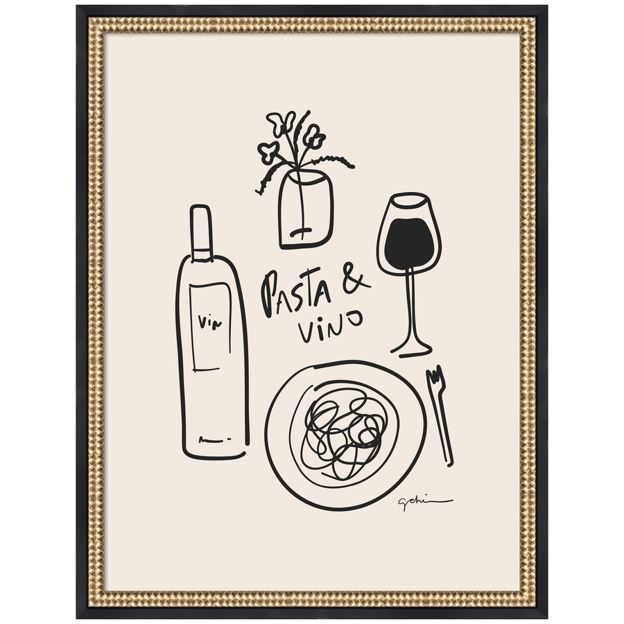 Pasta and Vino by Gabrielly Guedes Framed Wall Art Print