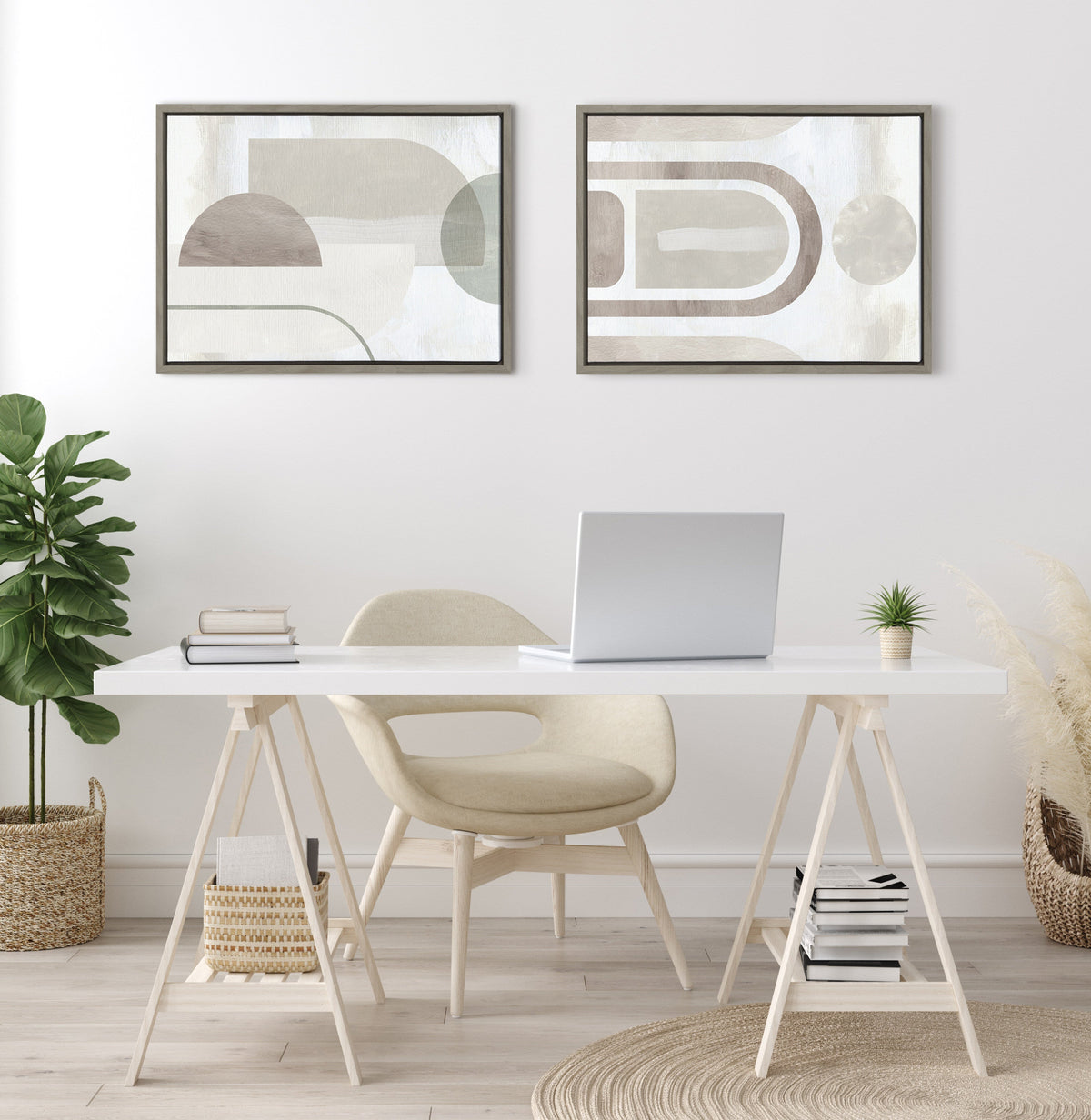 Sylvie Sahara Gray 2 Framed Canvas by Alexander Ginzburg