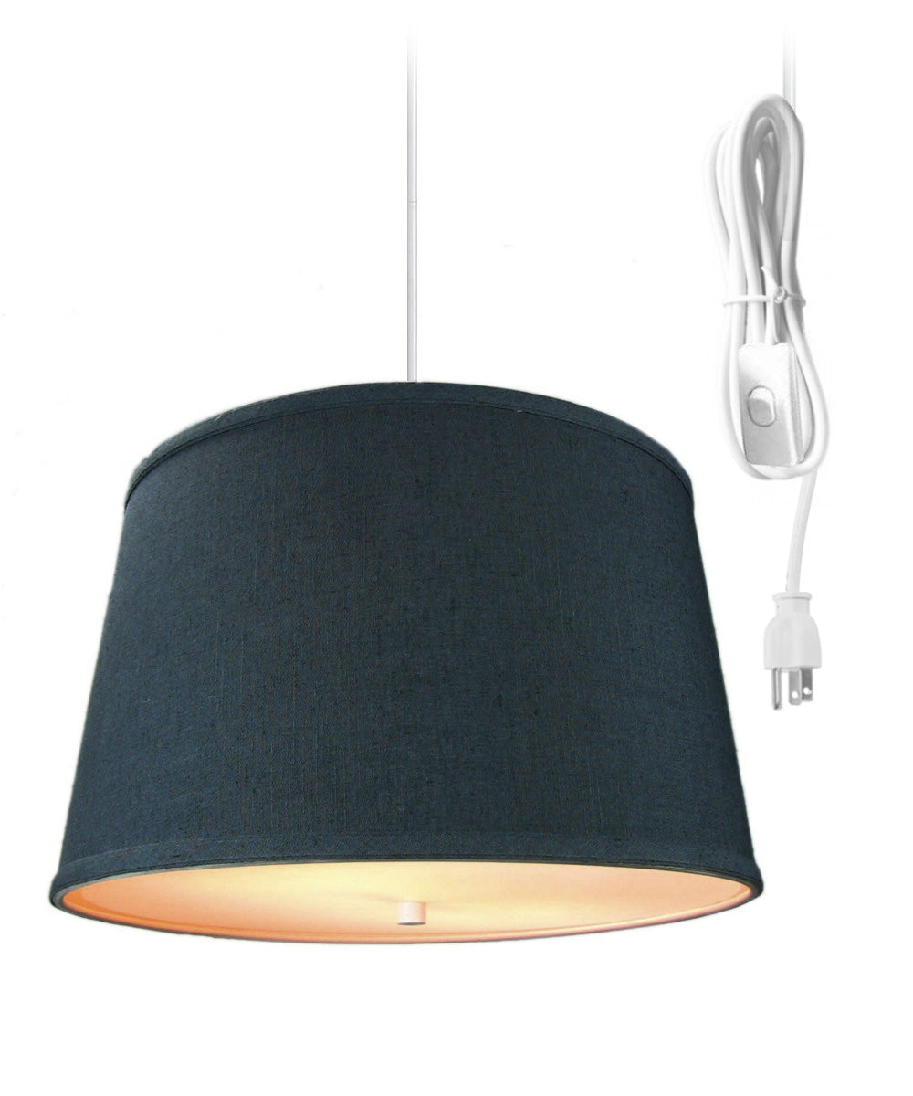 Home Concept 2-Light Plug-In Swag Pendant Light Textured Slate Blue with Diffuser White Cord - 10"W