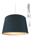 Home Concept 2-Light Plug-In Swag Pendant Light Textured Slate Blue with Diffuser White Cord - 10"W