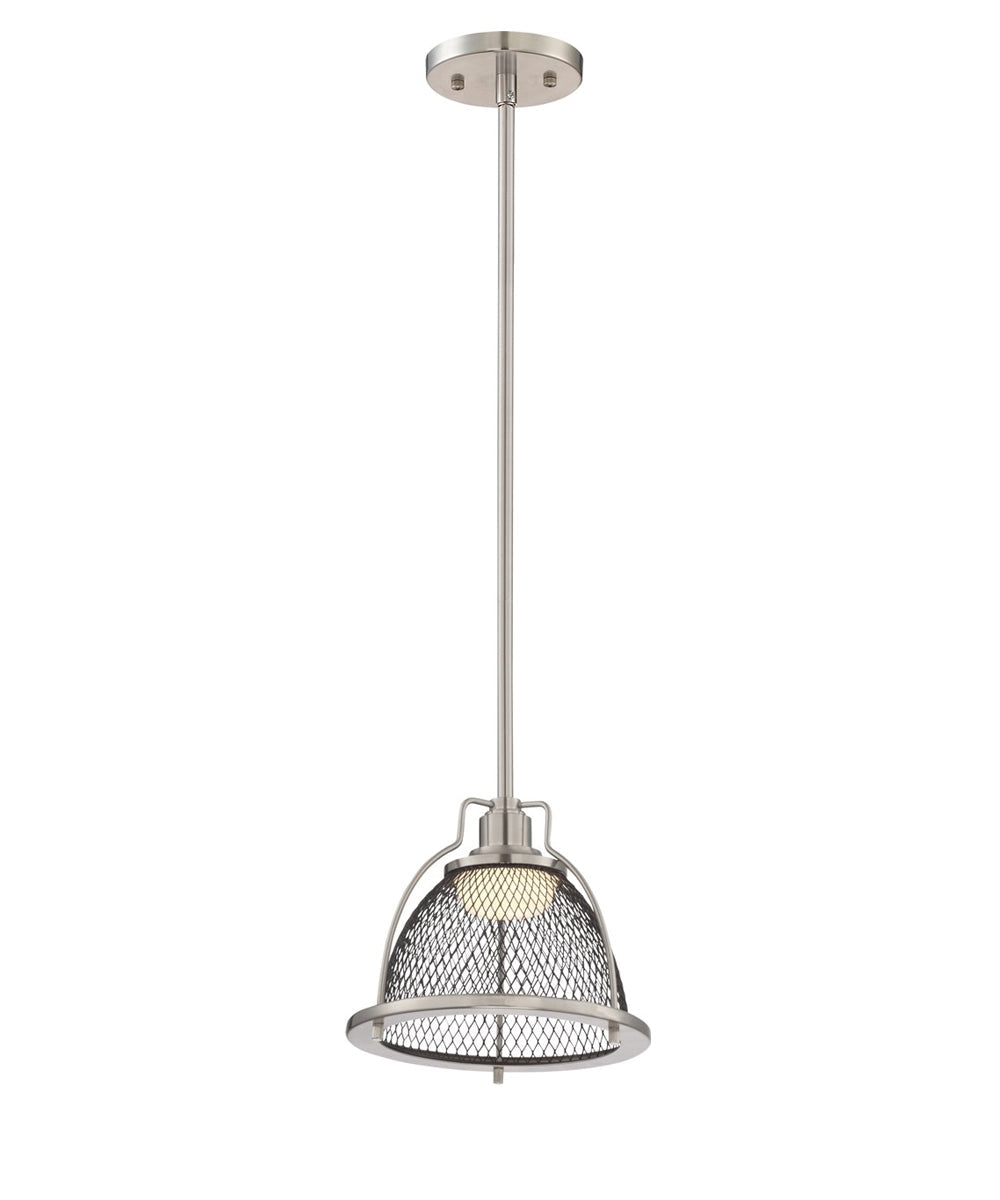 Nuvo Lighting Tex 1-Light Pendant Light, Brushed Nickel with Black Mesh Shade, 8"W