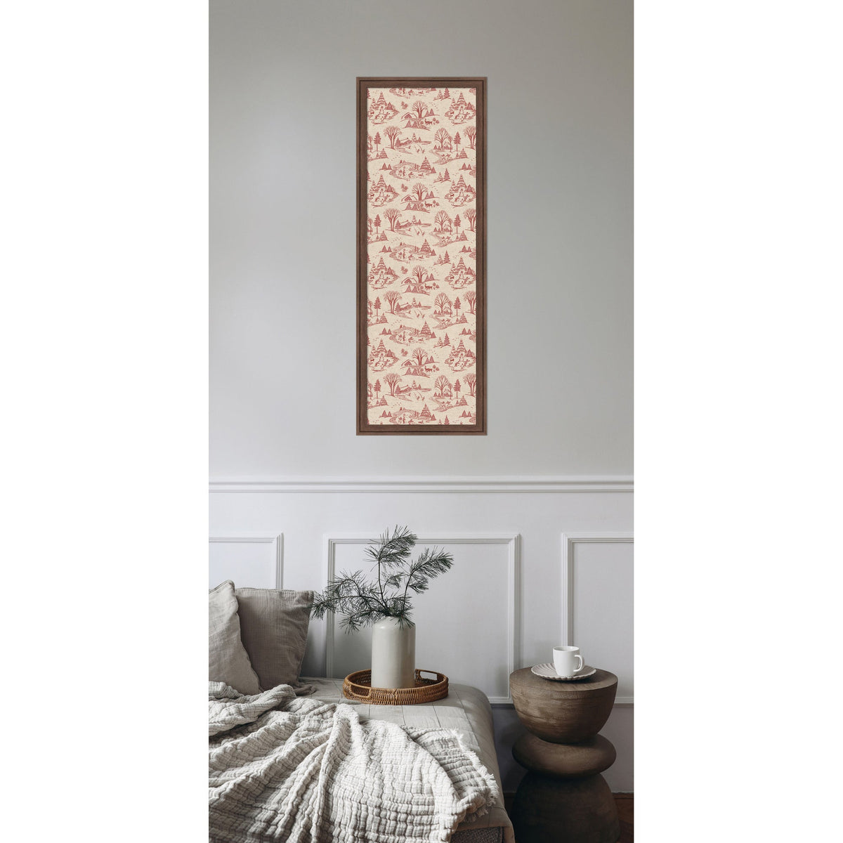Framed Fabric Magnetic Board Wonderland Red Toile Wall Organization