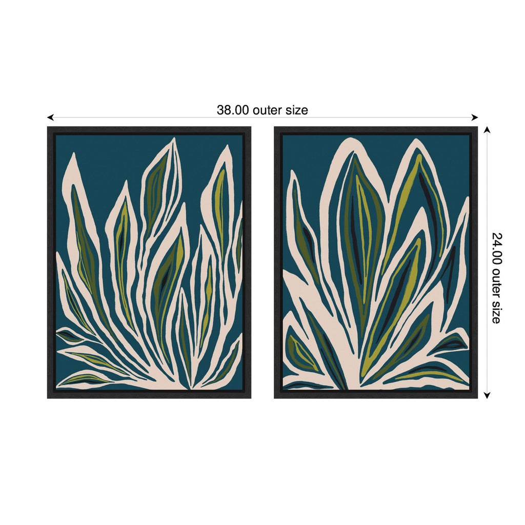 Sylvie Blue Flora 1 and 2 Framed Canvas Art Set of 2 by Alicia Bock