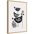 Sylvie Folk Bird Family Trio Linocut Framed Canvas by Giuliana Lazzerini
