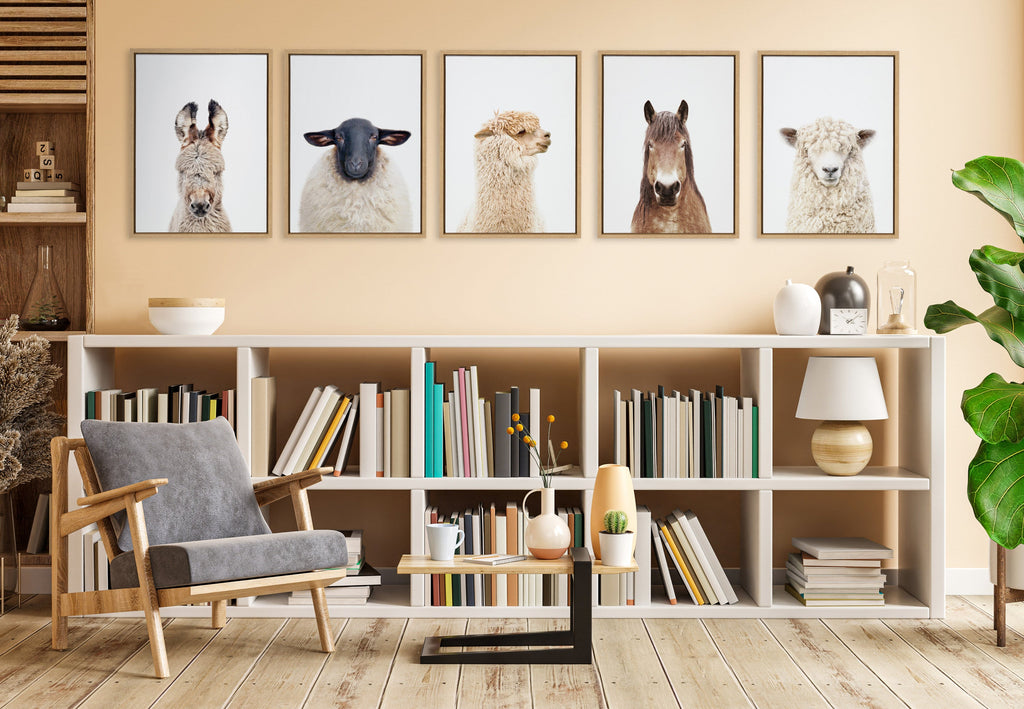 Sylvie Golden Alpaca Profile Framed Canvas by Amy Peterson Art Studio